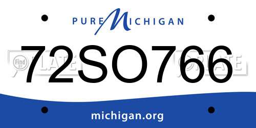 72SO766 Michigan License Plate
