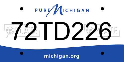 72TD226 Michigan License Plate
