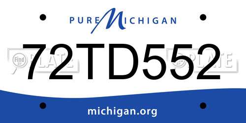 72TD552 Michigan License Plate