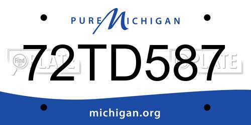 72TD587 Michigan License Plate