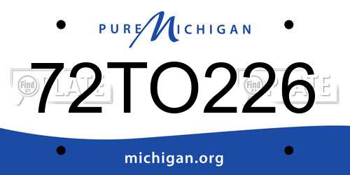 72TO226 Michigan License Plate