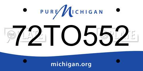 72TO552 Michigan License Plate