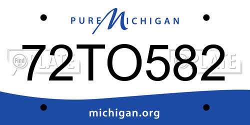 72TO582 Michigan License Plate