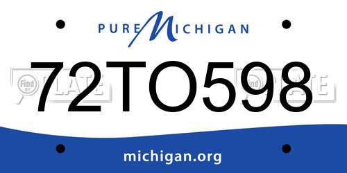 72TO598 Michigan License Plate
