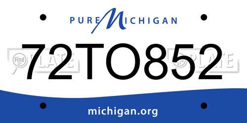 72TO852 Michigan License Plate