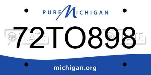 72TO898 Michigan License Plate