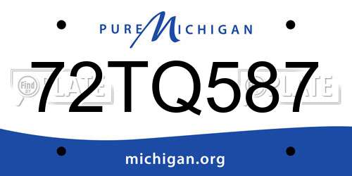 72TQ587 Michigan License Plate