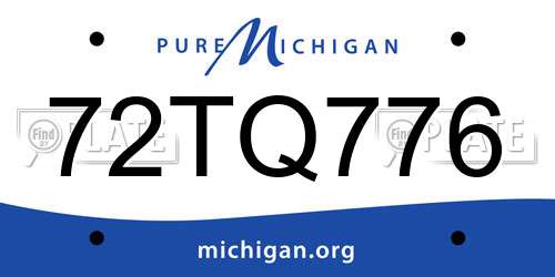 72TQ776 Michigan License Plate