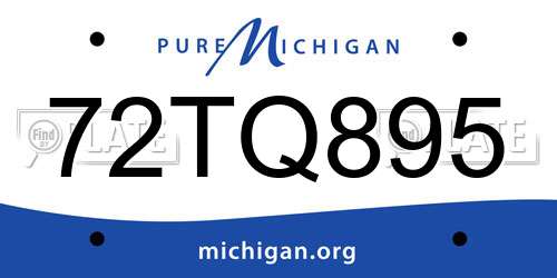 72TQ895 Michigan License Plate