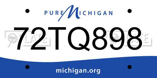 72TQ898 Michigan License Plate