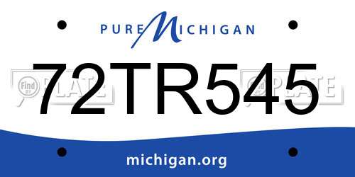 72TR545 Michigan License Plate
