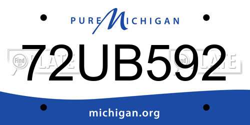 72UB592 Michigan License Plate