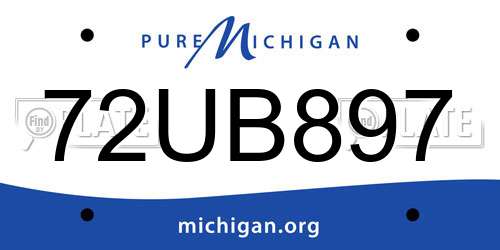 72UB897 Michigan License Plate