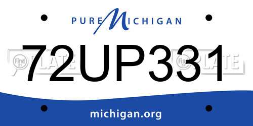 72UP331 Michigan License Plate