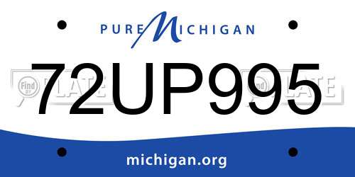72UP995 Michigan License Plate