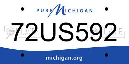 72US592 Michigan License Plate