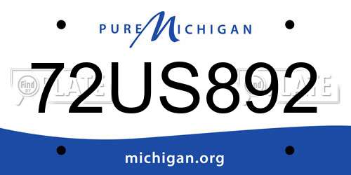 72US892 Michigan License Plate