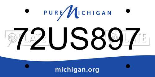72US897 Michigan License Plate