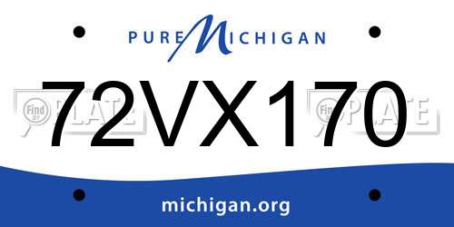 72VX170 Michigan License Plate