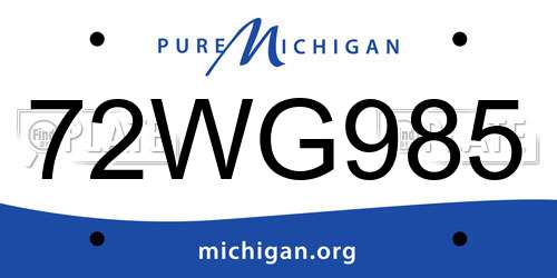 72WG985 Michigan License Plate