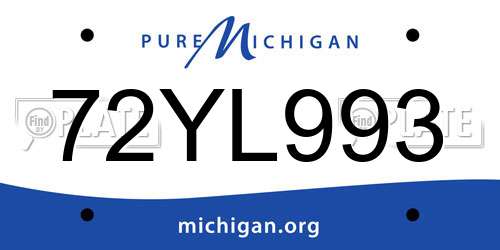 72YL993 Michigan License Plate