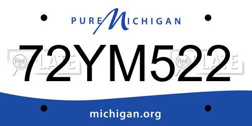 72YM522 Michigan License Plate