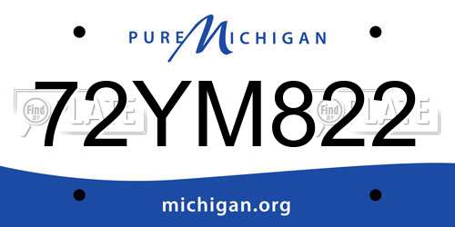72YM822 Michigan License Plate