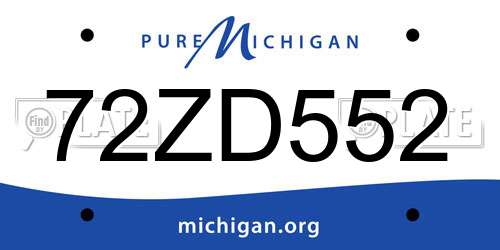 72ZD552 Michigan License Plate