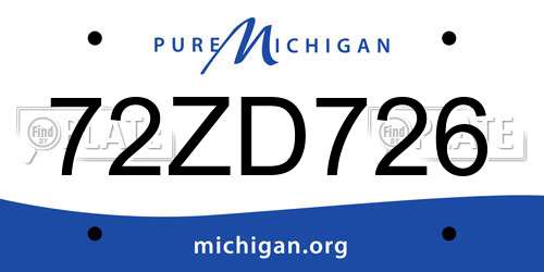 72ZD726 Michigan License Plate