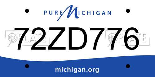 72ZD776 Michigan License Plate