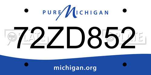 72ZD852 Michigan License Plate