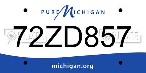 72ZD857 Michigan License Plate