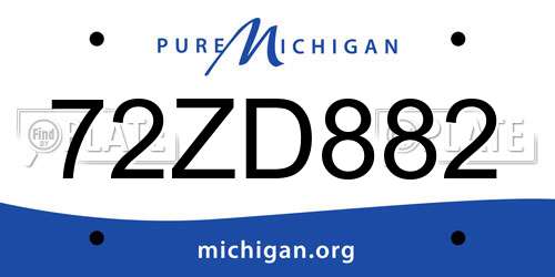 72ZD882 Michigan License Plate
