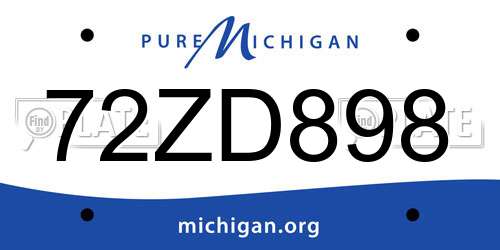 72ZD898 Michigan License Plate