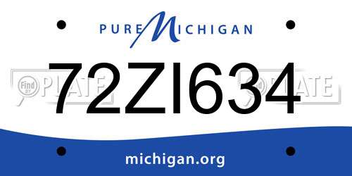 72ZI634 Michigan License Plate