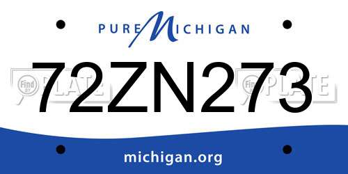 72ZN273 Michigan License Plate