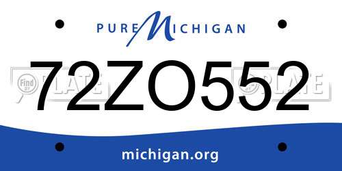 72ZO552 Michigan License Plate