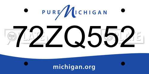 72ZQ552 Michigan License Plate