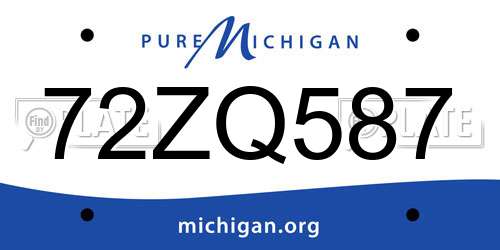 72ZQ587 Michigan License Plate