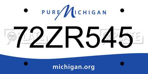 72ZR545 Michigan License Plate