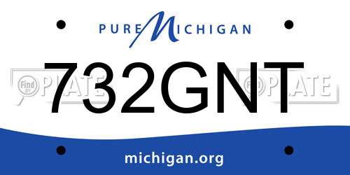 732GNT Michigan License Plate