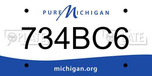 734BC6 Michigan License Plate