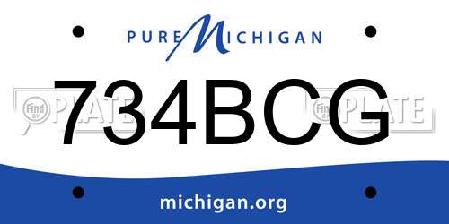 734BCG Michigan License Plate