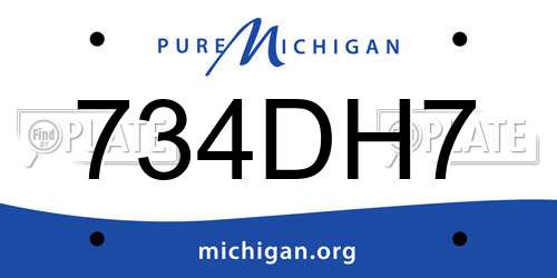 734DH7 Michigan License Plate