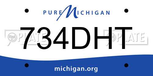 734DHT Michigan License Plate