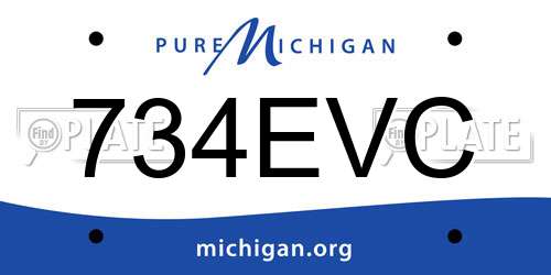 734EVC Michigan License Plate
