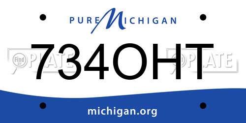 734OHT Michigan License Plate