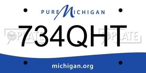 734QHT Michigan License Plate
