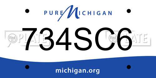 734SC6 Michigan License Plate