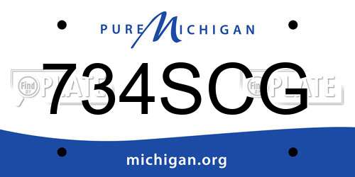 734SCG Michigan License Plate
